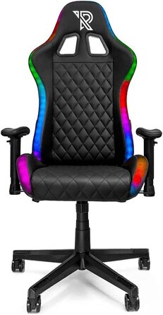 Ігрове крісло Ranqer Halo з RGB LED-підсвіткою, 350 кольорів, ергономічне, регульовані підлокітники, чорне