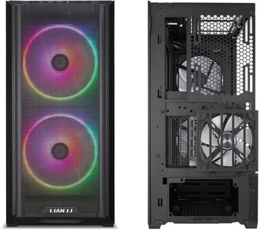 Ігровий корпус для ПК LIAN LI LANCOOL 216, чорний, E-ATX, з підсвіткою RGB, 2x 160 мм вентилятори, Midi Tower