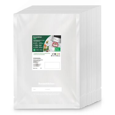 Пакети для вакууму Bonsenkitchen Profi VB3205, 28x40 см (100 шт) - для харчових продуктів, Sous Vide, міцні, без BPA