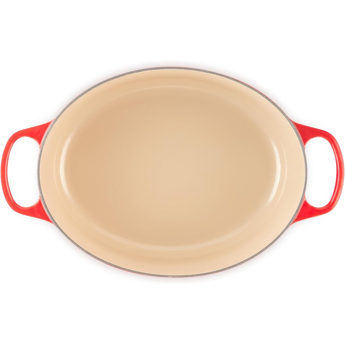 Чавунна овальна жаровня Le Creuset Signature з кришкою, 31 см, 6,3 л, для всіх плит і індукції, червона