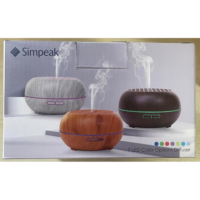 Ультразвуковий аромадифузор Simpeak 550 мл з дерева для ефірних олій, з дистанційним керуванням, світло-коричневий, зволожувач повітря для ароматерапії