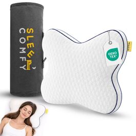 Ортопедична подушка-метелик SLEEP COMFY з ефектом пам'яті (Memory Foam), ергономічна підтримка шиї від болю та мігрені, сертифікат Oeko-TEX, для сну на боці