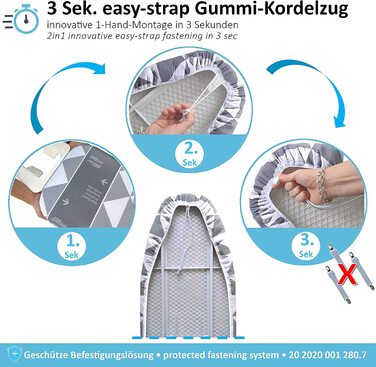 Чохол для прасувальної дошки arteneur® 110x30 см, термостійкий, з гумкою, сертифікат OEKO-TEX 100, для парових прасок і станцій, розмір S, трикутний візерунок, вироблено в Німеччині