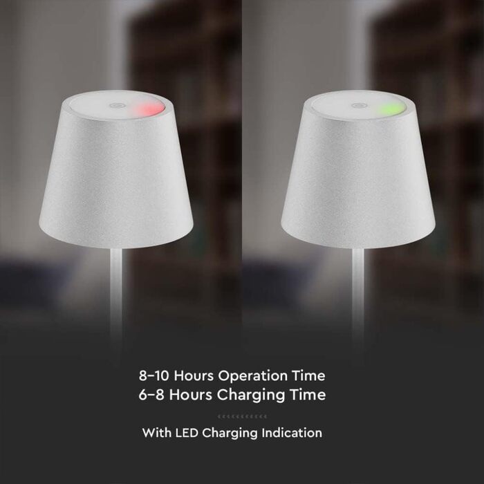Настільна LED-лампа V-TAC, диммована, бездротова, сенсорна, акумулятор 4400 мА·г, IP54, тепле світло 3000K, для дому, вулиці, ресторану