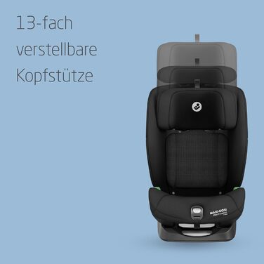 Дитяче автокрісло Maxi-Cosi Titan S Comfort i-Size, дихаючі матеріали, регульоване, 15 місяців–12 років (76–150 см), ISOFIX, 5 позицій сидіння, 13 рівнів підголівника, чорний