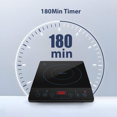 Індукційна плита Aigostar на 1 конфорку, портативна, 2000 Вт, 10 рівнів потужності (60-240°C), чорно-синя