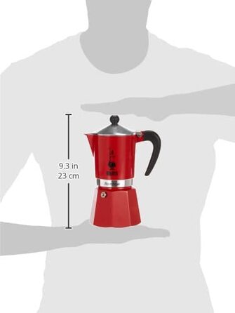 Гейзерна кавоварка Bialetti Rainbow, алюмінієва, червона, 6 чашок