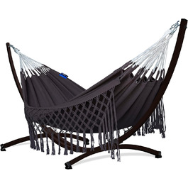 Подвійний гамак Potenza Medelin Boho з каркасом, 100% бавовна, для вулиці, 230x160 см, до 200 кг, стійкий до погодних умов