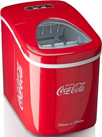 Льодогенератор Salco Coca-Cola, 12 кг, тихий, LED-дисплей, 2 розміри кубиків льоду, ідеально для вечірок і днів народження