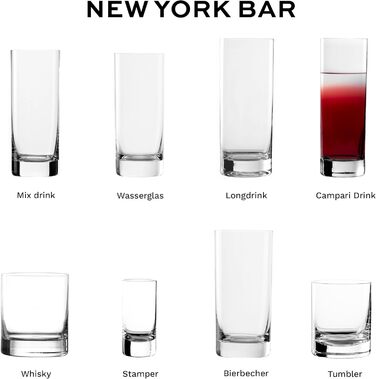 Набір склянок Longdrink Stölzle Lausitz New York Bar (6 шт., 320 мл) – Стильні склянки для коктейлів, води та соків, з кришталевого скла, стійкі до миття в посудомийній машині та ударів