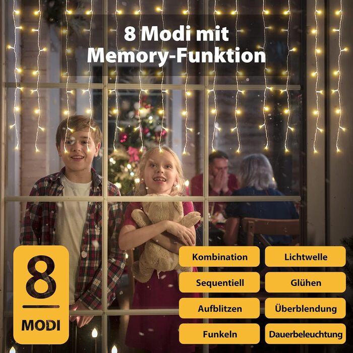 Світлодіодна гірлянда-завіса SALCAR Eisregen 3м x 1м, 150 LED, теплий білий колір, для вікон та балкона