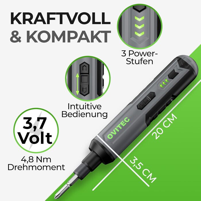 Електричний шуруповерт-викрутка акумуляторний 3.7V 2000mAh з функцією швидкого вивільнення, набір біт (16 шт) та USB-C кабелем