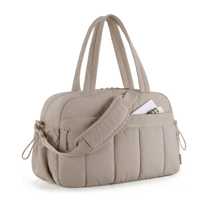 Спортивна сумка-даффл BAGSMART Puffer на 24л для подорожей та тренувань, жіноча сумка-вікенд (колір: верблюжий, розмір S)
