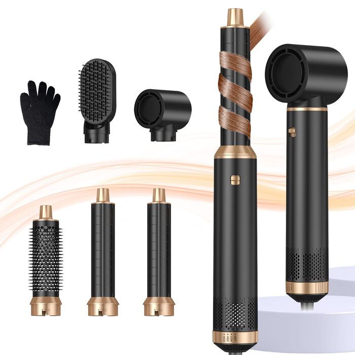 Mogawave Airstyler 5-в-1 Pro 1000W: Фен-щітка, стайлер для волосся з іонізацією (чорний)