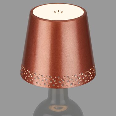 BRILONER LED лампа-насадка на пляшку, димована, бездротова настільна лампа з сенсорним керуванням, нічник, лампа для читання, тепле біле світло, 11x9 см, мідний матовий колір