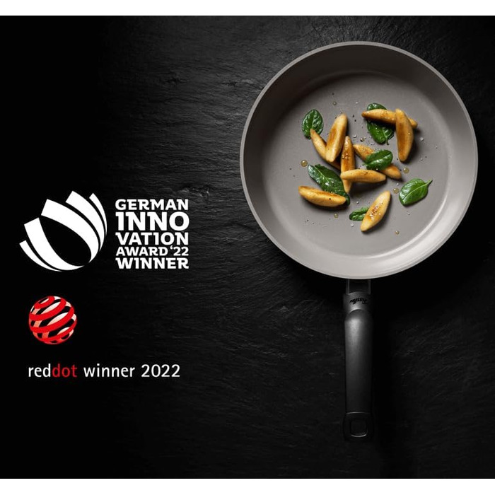 Набір сковорідок Fissler Ceratal Comfort & Classic (4 предмети), керамічне антипригарне покриття, для індукційних плит, 24 та 28 см, з 2 скляними кришками, сірий