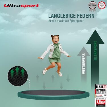 Дитячий батут Ultrasport Deluxe для вулиці Ø 244 см, до 150 кг, з захисною сіткою, драбиною та набором для монтажу