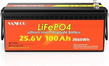 LiFePO4 акумулятор 12V 200Ah (2560Wh) з BMS 100A, літієва батарея Deep Cycle для кемпінгу та будинків на колесах, підтримка 4S4P