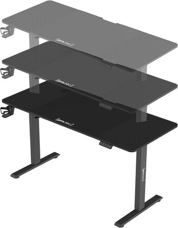 Електричний стіл pro.tec Stryn 140x60 см, регульований по висоті, чорний, з пам'яттю положень, робочий стіл для офісу 72-117 см