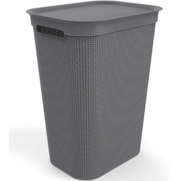 Кошик для білизни Rotho Brisen 50 л з кришкою і ручками, пластик PP, BPA-free, антрацит