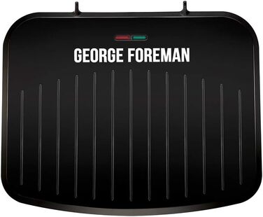 Гриль George Foreman 25810 Medium Fit — універсальна антипригарна електрогриль-плита для грилю, тостів, швидке нагрівання, чорний