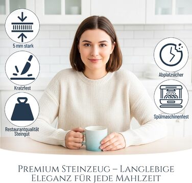 Набір керамічного посуду Ibiza Pure Living бірюзовий, 16 предметів на 4 особи (тарілки, миски, 6 чашок по 350мл)