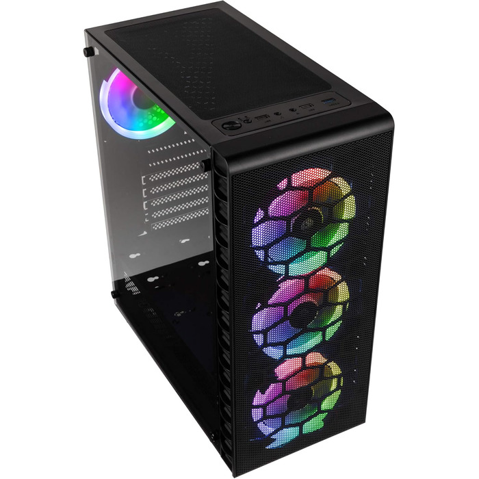 Корпус для ПК KOLINK Observatory Lite Mesh ATX з RGB підсвіткою, геймерський Midi Tower з загартованим склом і вентиляторами