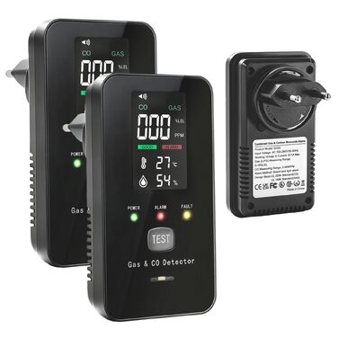 Набір з 2-х детекторів чадного газу та газу 4-в-1 з LCD-дисплеєм, датчик CO, метану та LPG для дому, кемпера та автобудинку, акустичний сигнал тривоги