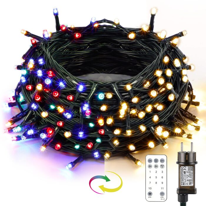 Світлодіодна гірлянда MAGGIFT 400 LED (30м), теплий білий колір, з пультом та таймером, 8 режимів, водонепроникна IP44 для вулиці, саду та дому