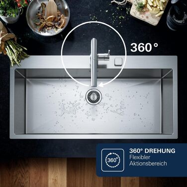Змішувач кухонний GROHE Essence з висувним душем, поворотний 360°, хром - 30294000