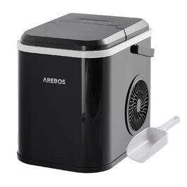 Машина для приготування льоду Arebos 12 кг/24 год | Чорна | З самоочищенням, тихою роботою та вікном для контролю рівня льоду