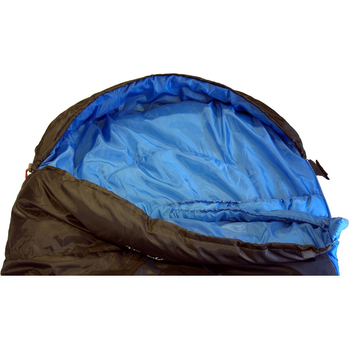 Спальний мішок High Peak TR 300, екстра широкий, 3-4 сезони, температура до 0°C, теплий, дихаючий, водостійкий, для кемпінгу, фестивалів, трекінгу, антрацит/синій, з мішком для пакування, з'єднуваний, RV L