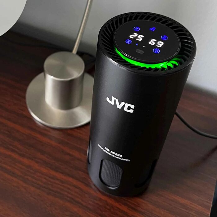 Повітряний очисник JVC KS-AP120 з фотокаталитичною технологією, CADR 8,5 м³/год, EPA-фільтр E12, UV-фільтр, іонізатор, 2 режими очищення, 12 Вт, USB, керування жестами