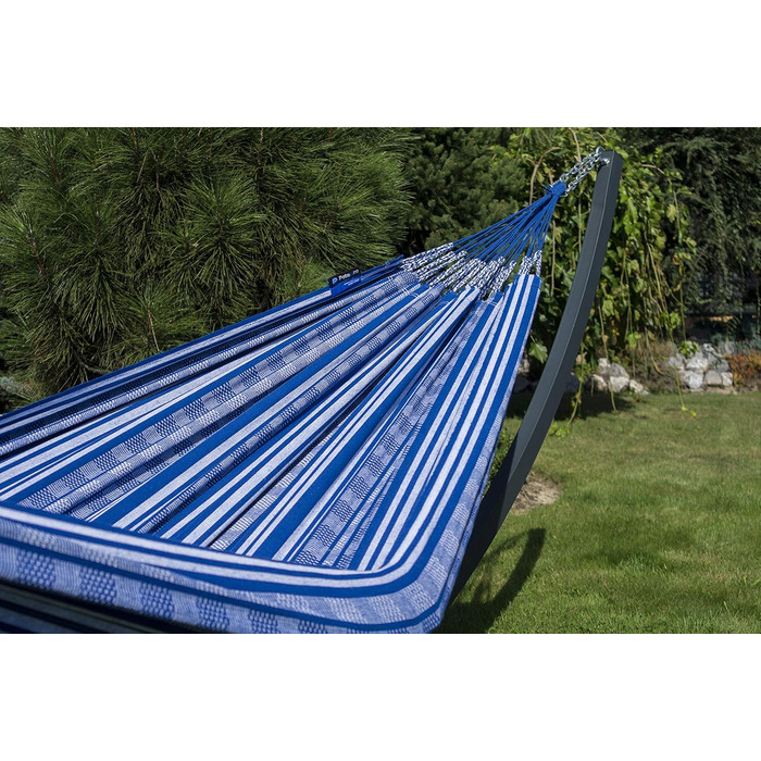 Подвійний гамак з підставкою Potenza Outdoor Pereira, 100% бавовна, 220x140 см, сірий (витримує до 160 кг), стійкий до погодних умов