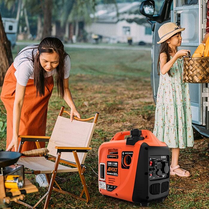 Інверторний генератор AIVOLT 1400W: бензиновий, тихий, для кемпінгу, фестивалів та дому. 2 USB, 12V DC та 230V розетки