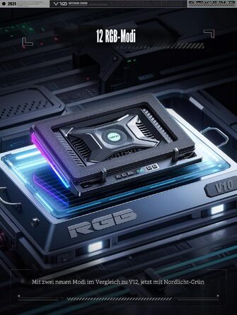 Ігровий охолоджувач для ноутбука llano V10 RGB Cooling Pad, підставка з вентиляторами, чорний