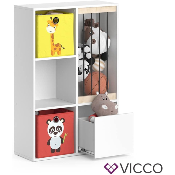 Дитяча полиця Vicco Luigi, біла, 72x107,8 см, з 2 складними коробами