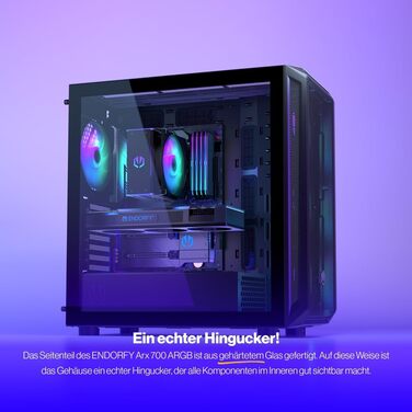 Комп'ютерний корпус ENDERFY Arx 700 ARGB ATX, 4x 140 мм ARGB вентилятори, Mesh, підтримка водяного охолодження 360 мм, ігровий корпус