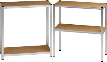 Стелаж металевий Monzana 170x75x30 см, 280 кг, 4 полиці з МДФ, для складу, гаража, майстерні, сріблястий