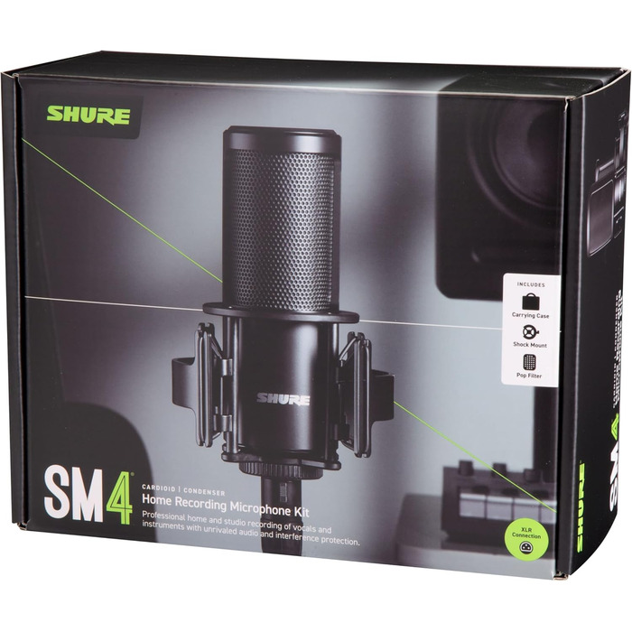 Студійний конденсаторний мікрофон Shure SM4 XLR для вокалу та інструментів, міцний металевий корпус, оптимізований для домашньої студії, готовий до мікшування аудіо