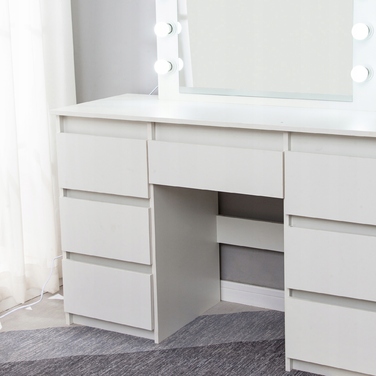 Туалетний столик ELDEN білий MDF з дзеркалом та шухлядами, 120x45x140 см
