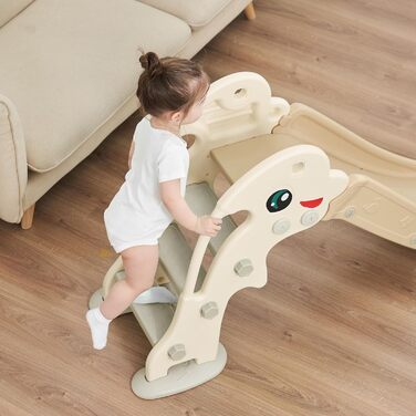 Дитяча гірка Baby Vivo Дельфін для дому та вулиці, пластикова, коричнева. Гірка для малюків з закругленими кутами