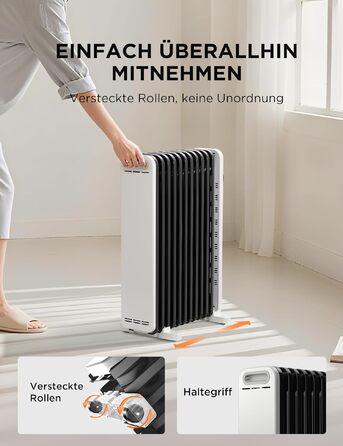 Масляний радіатор Midea NY2311-24UR, 2300 Вт, 11 секцій, з пультом ДК та LED-дисплеєм, чорний