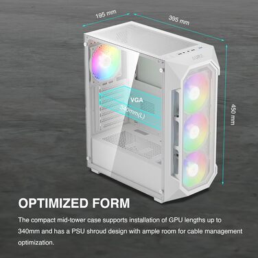 Ігровий корпус GAMDIAS Aura GC1 Elite WH ARGB з підсвіткою