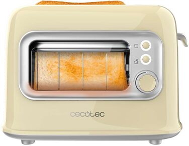 Тостер Cecotec RetroVision жовтий, 2 відділення, 700 Вт, ретро-дизайн, автоматичне вимкнення