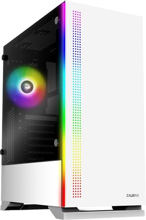Корпус для ПК Zalman S5 ATX Midi Tower, білий, ігровий, скло, RGB підсвічування, вентилятори