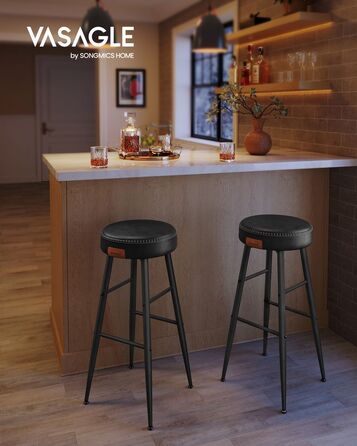 EKHO Collection - Барний стілець з поверхнею PU - Caramel Brown / 49.5 x 49.5 x 63 см