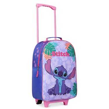 Дитяча валіза-тролей Disney Stitch для дівчаток та хлопчиків, ручний багаж з колесами для подорожей та відпустки, офіційний мерч Stitch, 47x30x17 см, синя