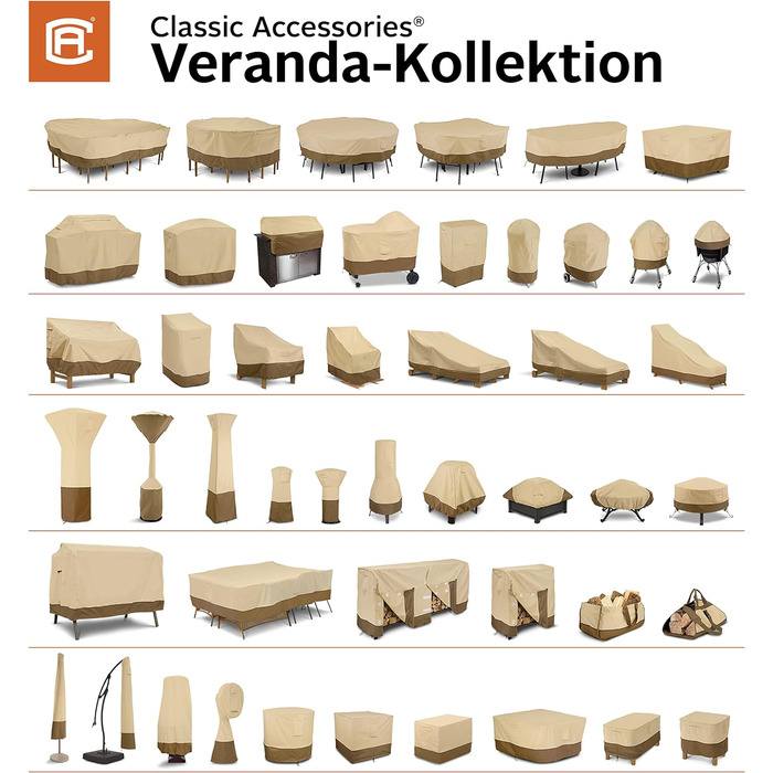 Захисний чохол для садової парасольки Classic Accessories Veranda, колір Pebble/Bark/Earth, 335 см