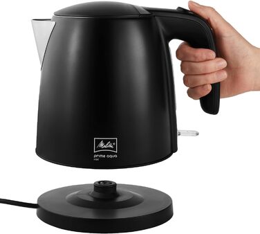 Електрочайник MELITTA Prime Aqua Mini, нержавіюча сталь, 1 л, 2200 Вт, чорний